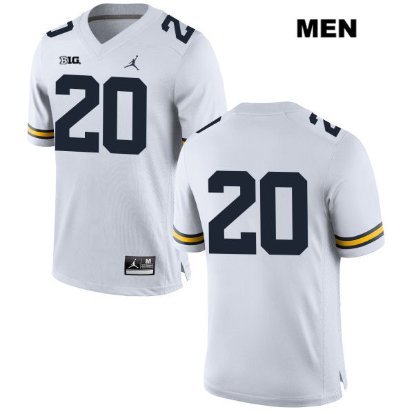 Men's NCAA Michigan Wolverines Brad Hawkins #20 No Name White Jordan Brand Authentic Stitched Football College Jersey XM25D71CV